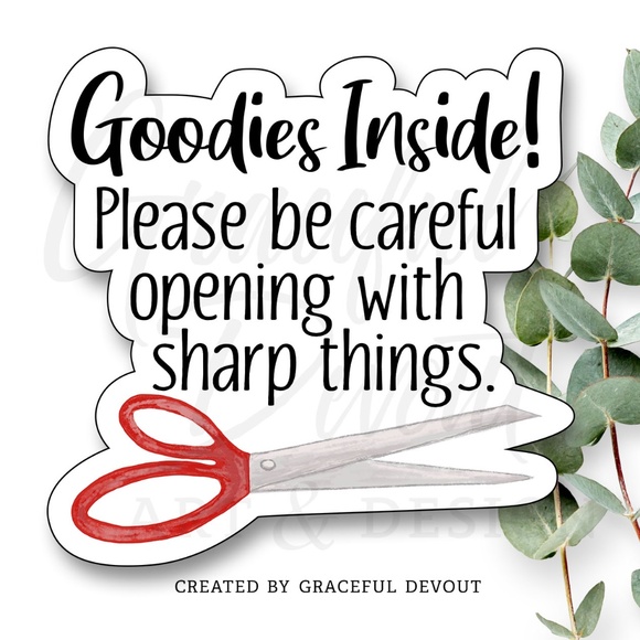 Goodies Inside! Please be careful opening with sharp things.- 2” Sticker (48ct.) - Picture 1 of 5